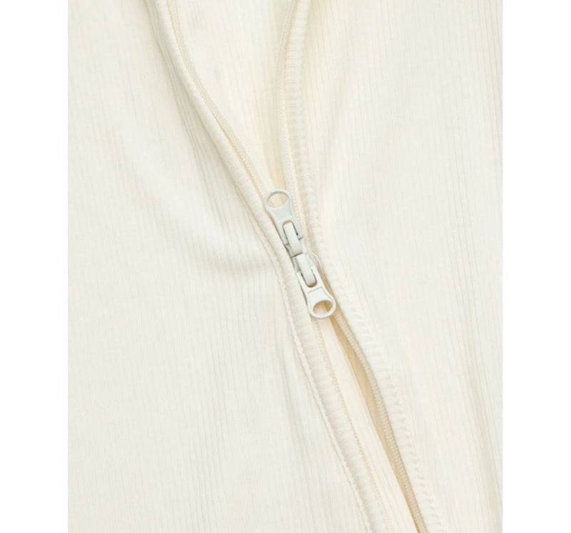 Cream Ribbed Bamboo Zippy Romper
