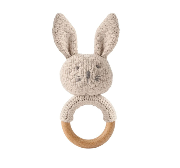 Taupe Knit Bunny Rattles