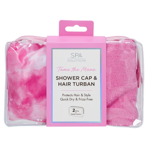 Shower Cap Hair Turban Hot Pink Tie Dye