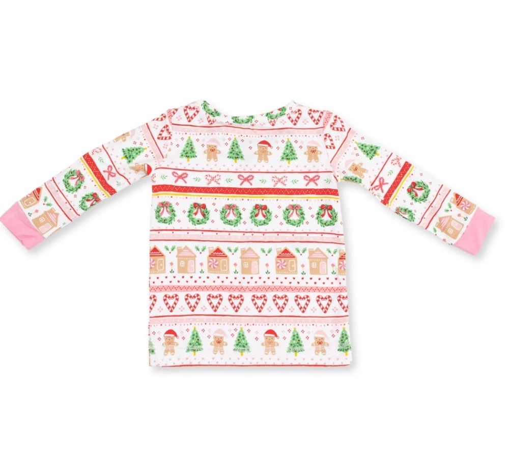Gingerbread Fair Isle Pink Long Sleeve Loungewear Set