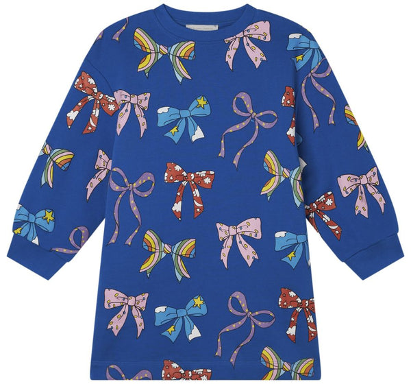 Girl Bows Fleece Dress Blue