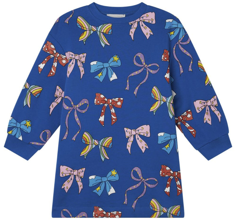 Girl Bows Fleece Dress Blue