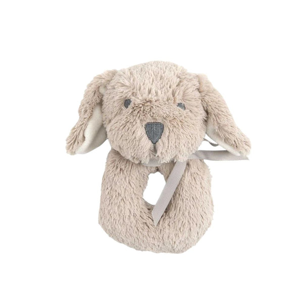 Plush Rattle Puppy Lt Brown