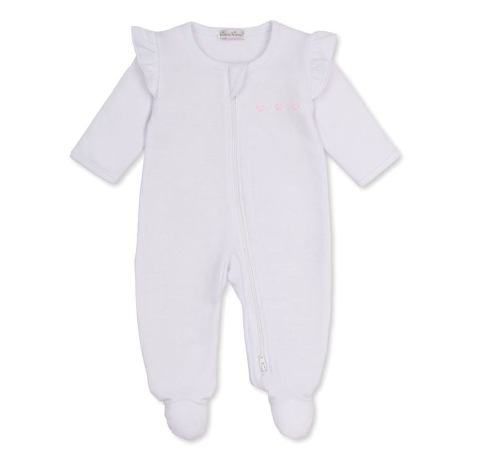 Jacquard Footie W-Zip Baby Blessings Wht-Pink