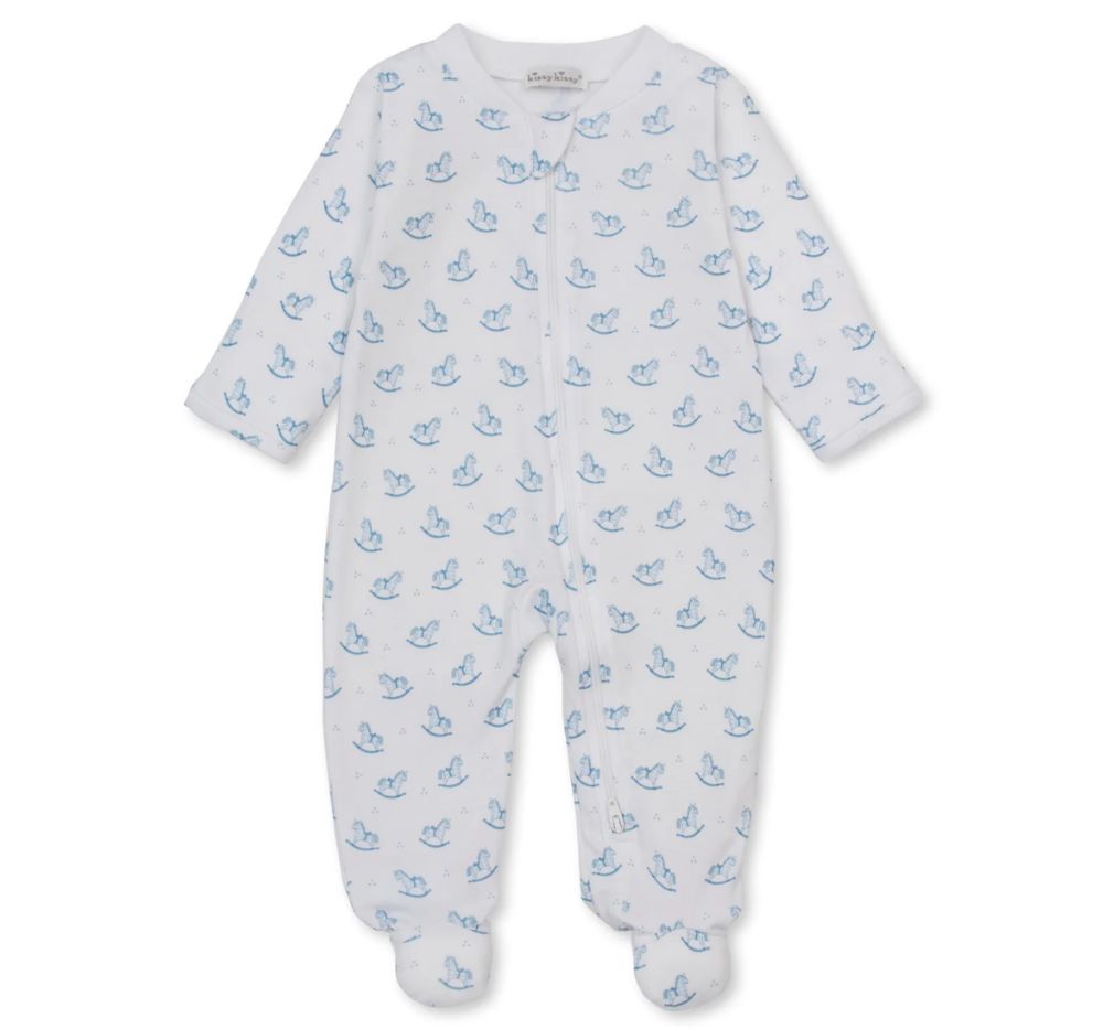 Footie w/ Zip Light Blue Rockers