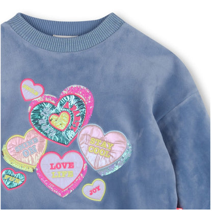 Heart Sweatshirt & Velvet Joggers Set