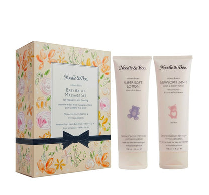 Baby Bath & Massage Gift Set Peach Flowers