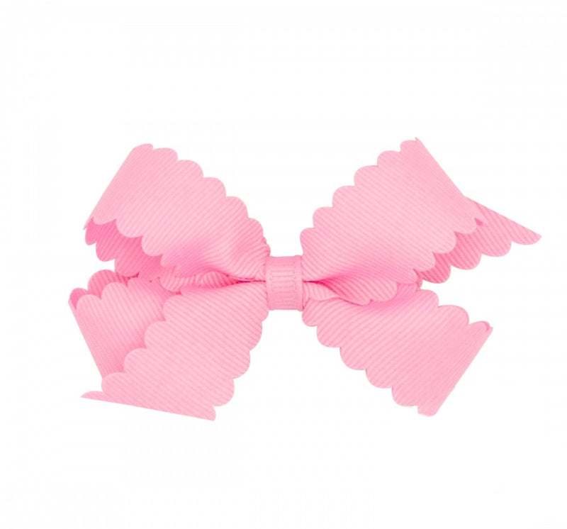 Mini moño rosa scalloped -Wee ones