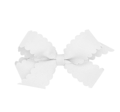 Mini Scalloped Edge GG Bow White