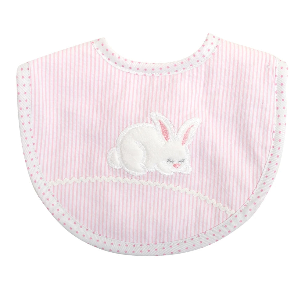 Pink Bunny Medium Apliqued Bib