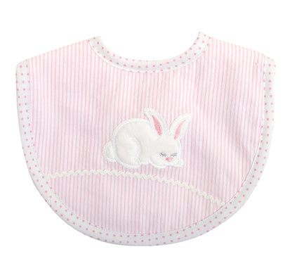 Pink Bunny Medium Apliqued Bib
