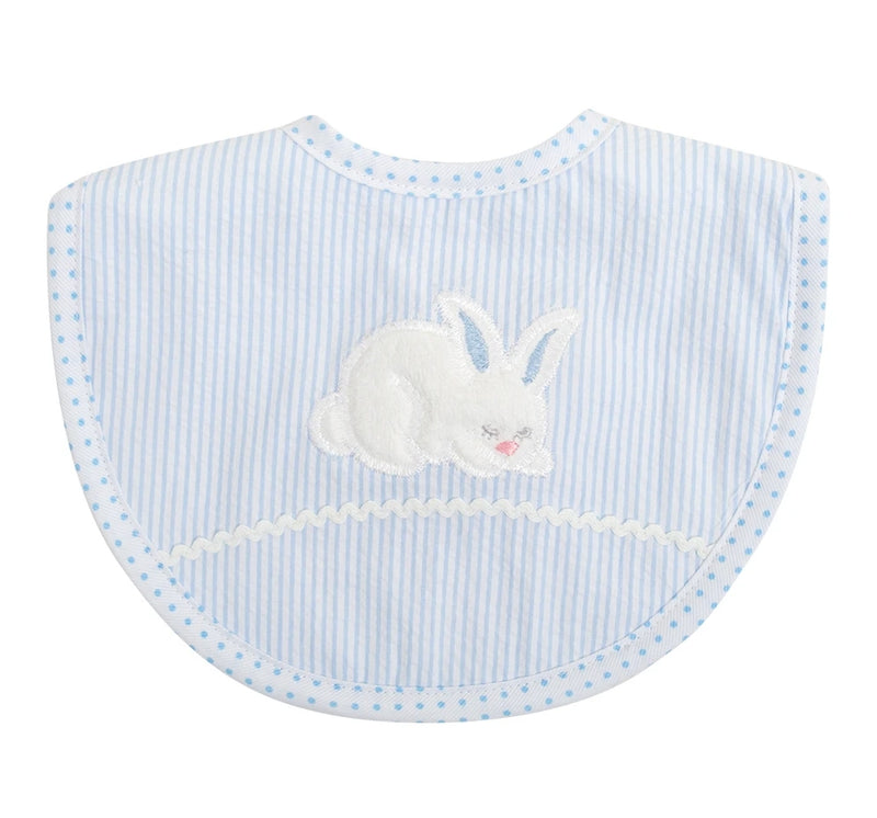 Blue Bunny Medium Apliqued Bib