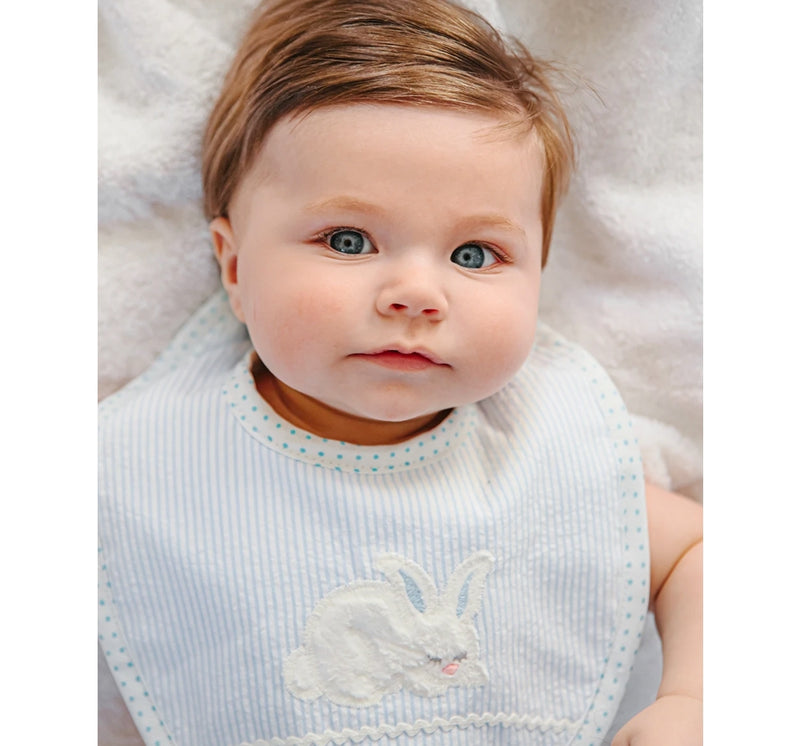 Blue Bunny Medium Apliqued Bib