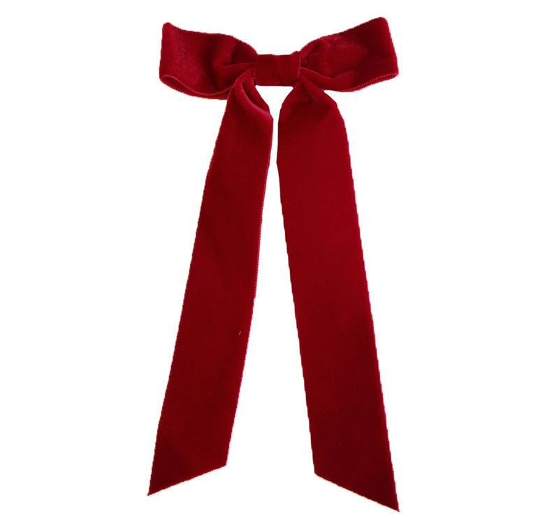 Medium Velvet Bowtie W/Tails Cardinal