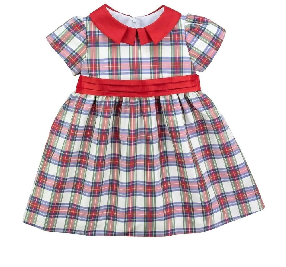 Taffeta Dress With Pleated Satim Sash