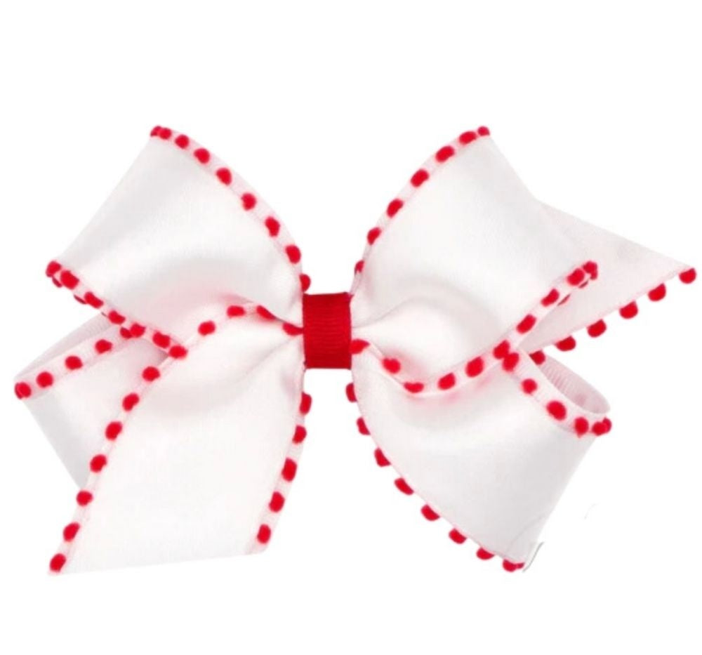 King Asst Plaid And Pom Overly White Red