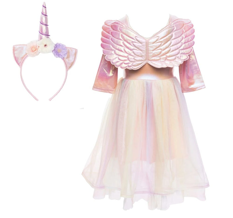 Alicorn Dress With Wings & Headband 3-4