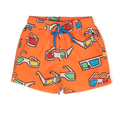 Baby Boy Sunglasses Swim Shorts Orange