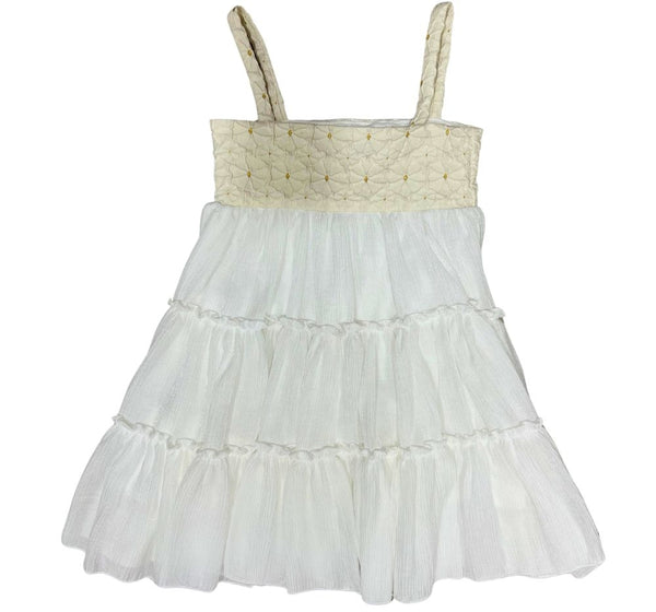 Sundress With Triple Tier Skirt Ivory-Gold