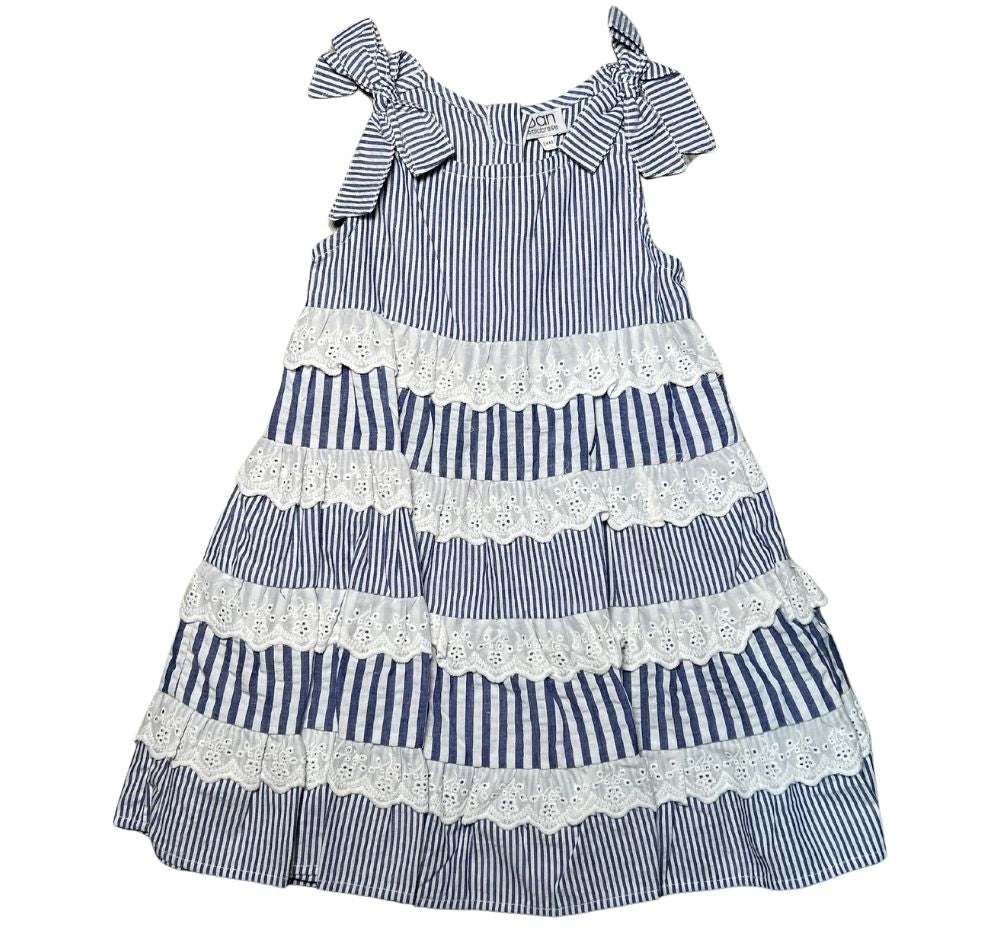 Vestido Eyelete Accents Azul/Blanco