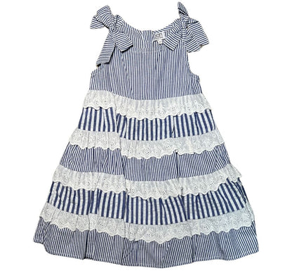 Vestido Eyelete Accents Azul/Blanco
