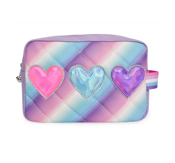 Metallic Hearts Quilted Ombre Pouch