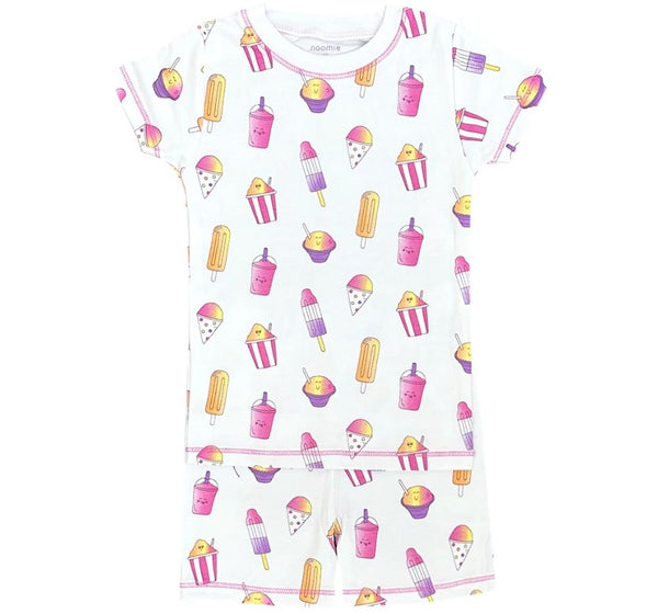 Two Piece PJ Shorts Pink Ice Cone