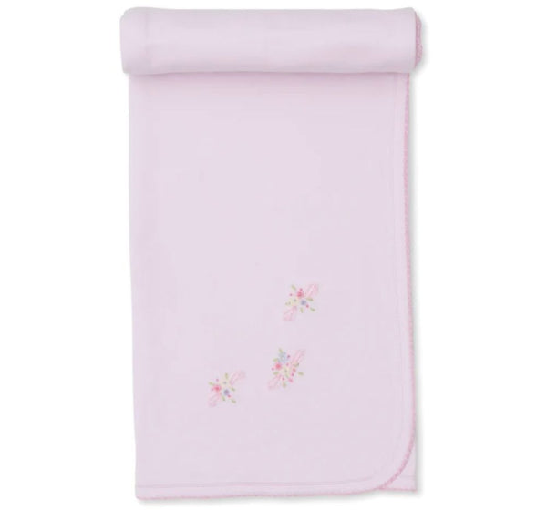 Blanket W/Hand Emb Blooming Sprays Pink