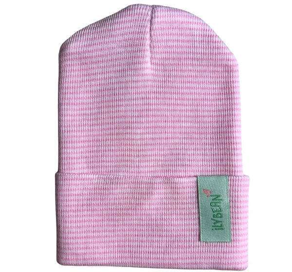 Pink And White Striped Beanie