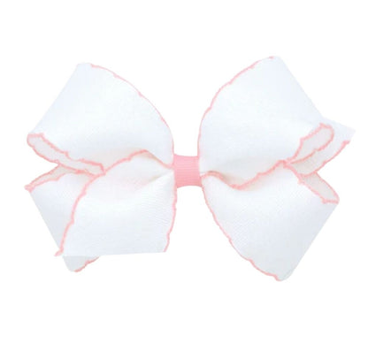 Medium Moonstitch Basic Bow White/Powder Pink