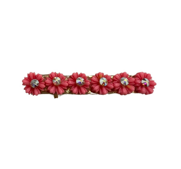 Crystalized Daisy Clips Coral