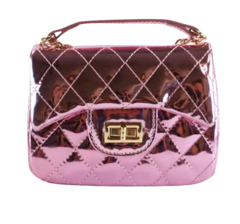 Metallic Pink Quilted Purse