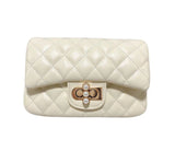 Pearl Closure Quilted Purse Cream