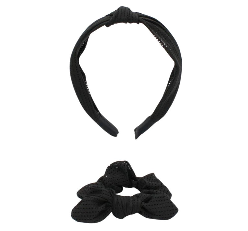 Diadema y Scrunches Mesh Negro