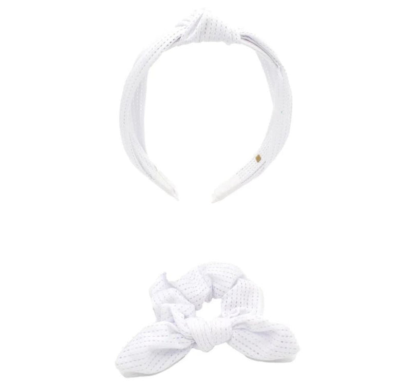 Diadema y Scrunches Mesh Blanco