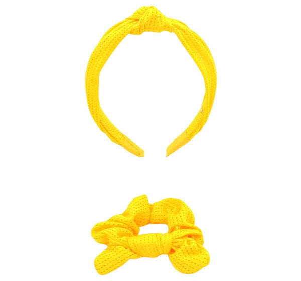 Diadema y Scrunches Mesh Amarillo