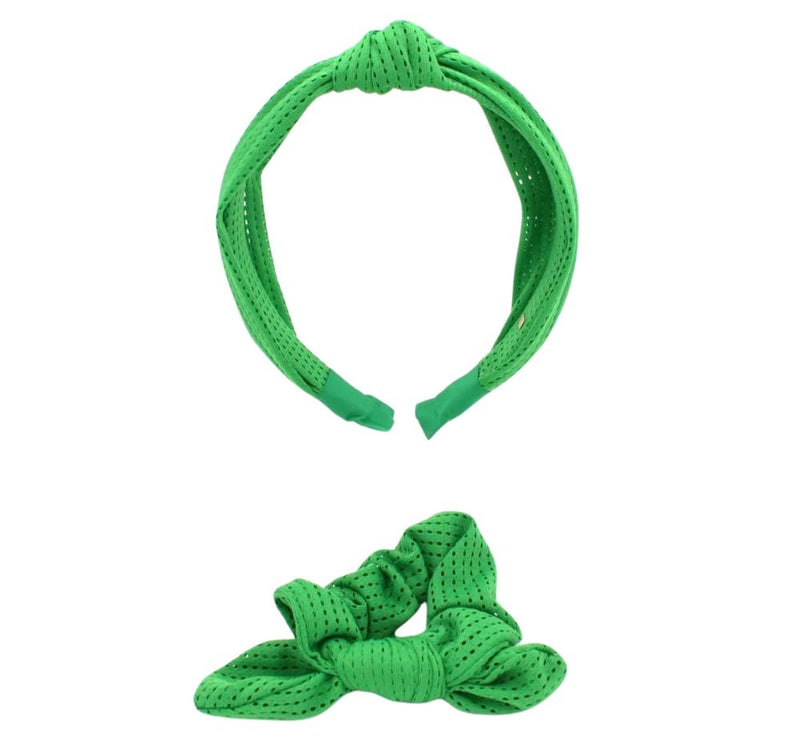 Diadema y Scrunches Mesh Verde