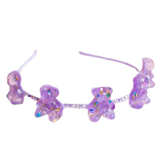 Diadema Delgada Lila Cristales Teddy Bear