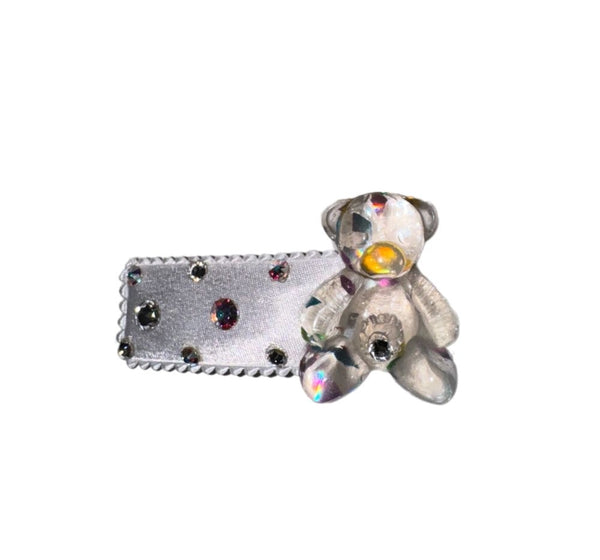 Clip Cristal Teddy Bear Satin Blanco