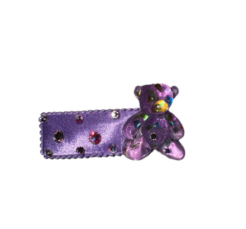 Clip Cristal Teddy Bear Satin Morado