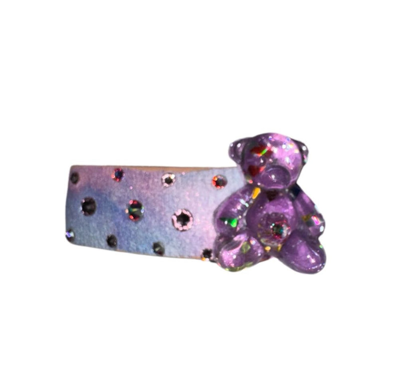 Clip Cristal Teddy Bear Galaxy Morado