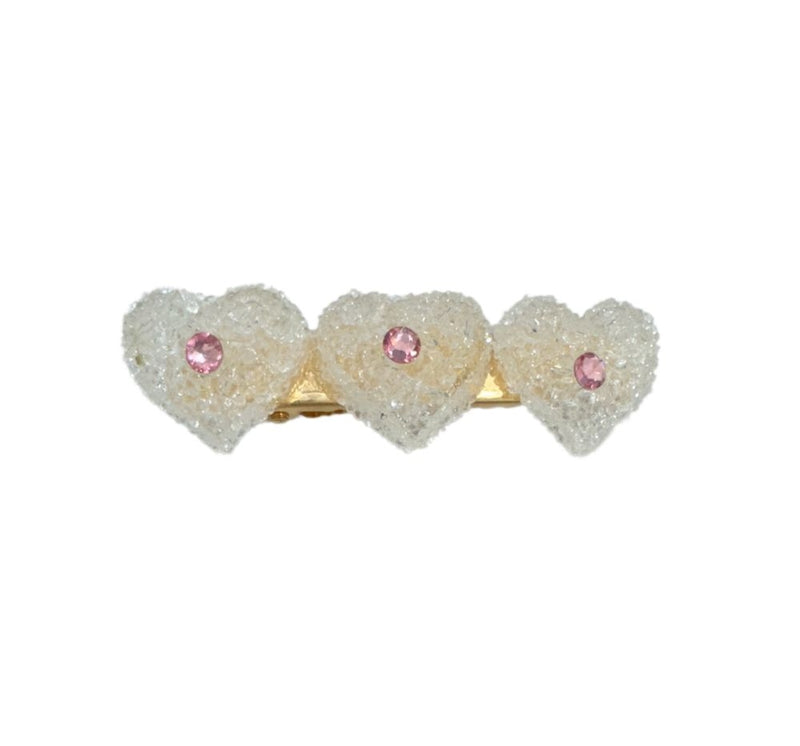 Clip Blanco Corazon 3D Cristal Rosa