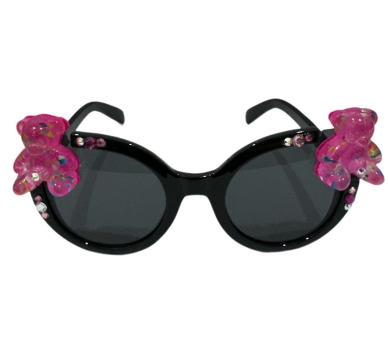 Lentes Negros Cristal Teddy Bear Rosa Fuerte