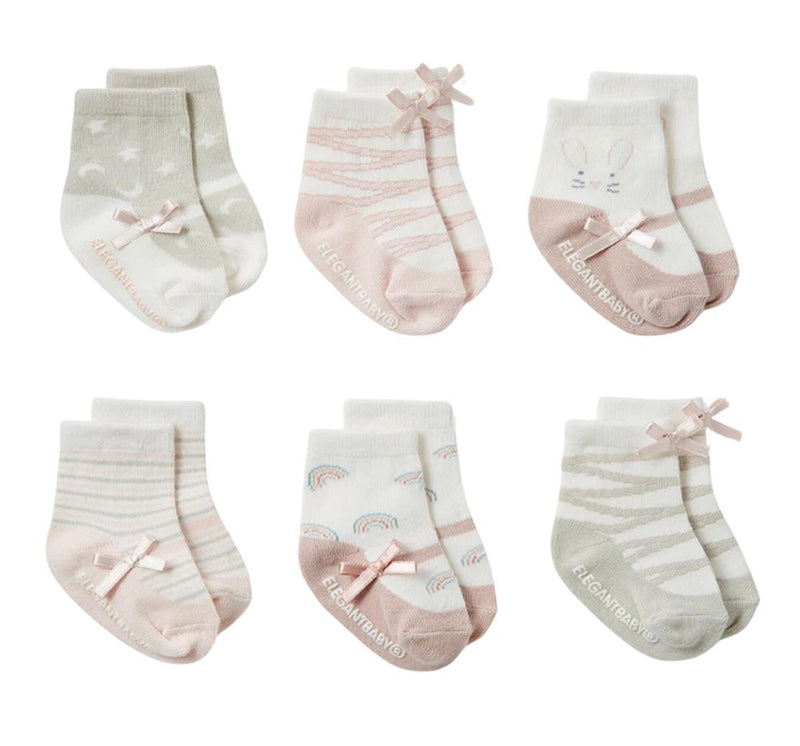 Paquete de 6 calcetines Mary Jane rosa 0-12M