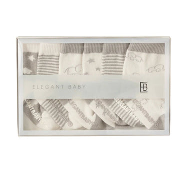 Socks 6Pk Elephant Grey 0-12M