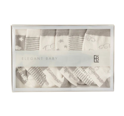 Socks 6Pk Elephant Grey 0-12M