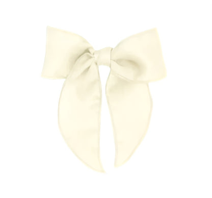 Medium Satin Fabric Bow Off White