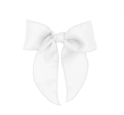 Medium Satin Fabric Bow White