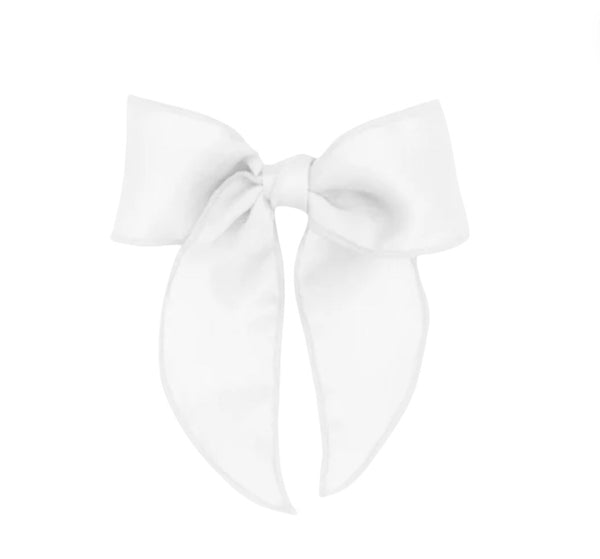 Medium Satin Fabric Bow White