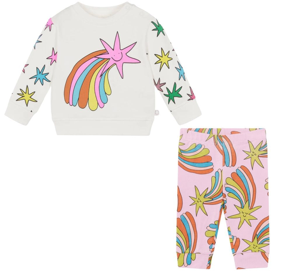 Sweatshirt With Stars Print White & Shooting Stars Leggings